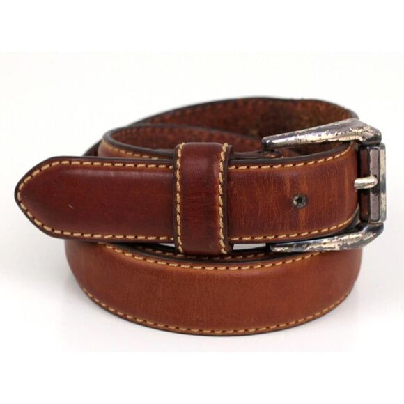 Fossil BROWN GENUINE LEATHER 1 1/8"Wd STITCH DRESS CASUAL MEN'S BELT 32/80 (X37 - Picture 6 of 16